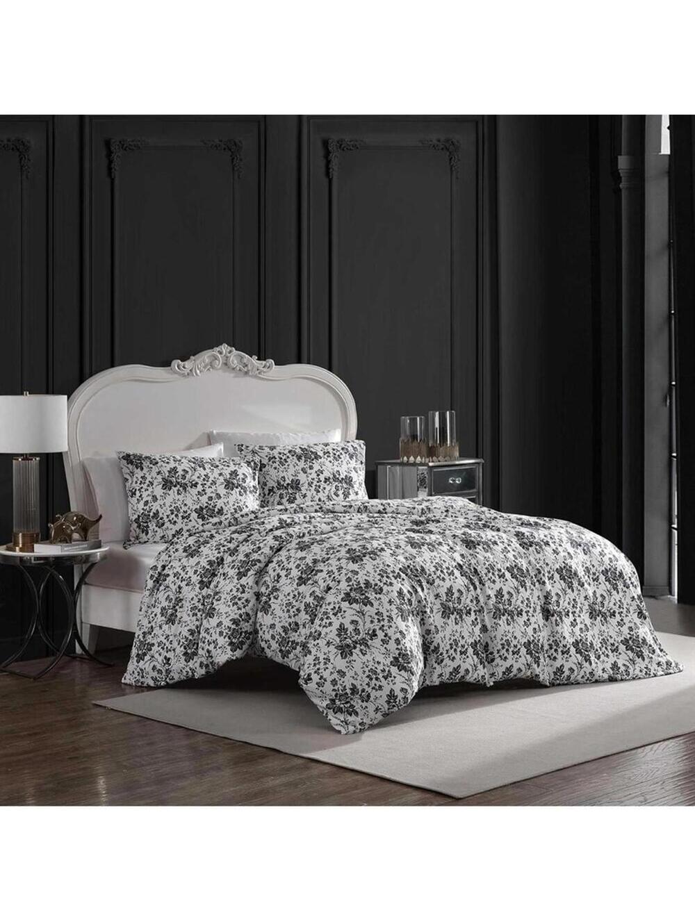 Whimsigoth Betsey Johnson King Duvet Black White Floral Cover matching Pillow
